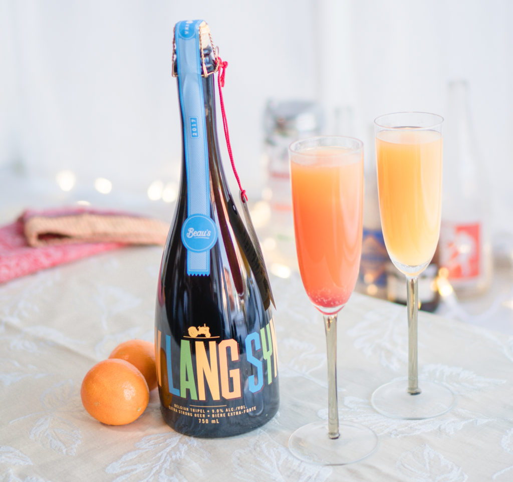 Oranges, New Lang Syne, two mimosas