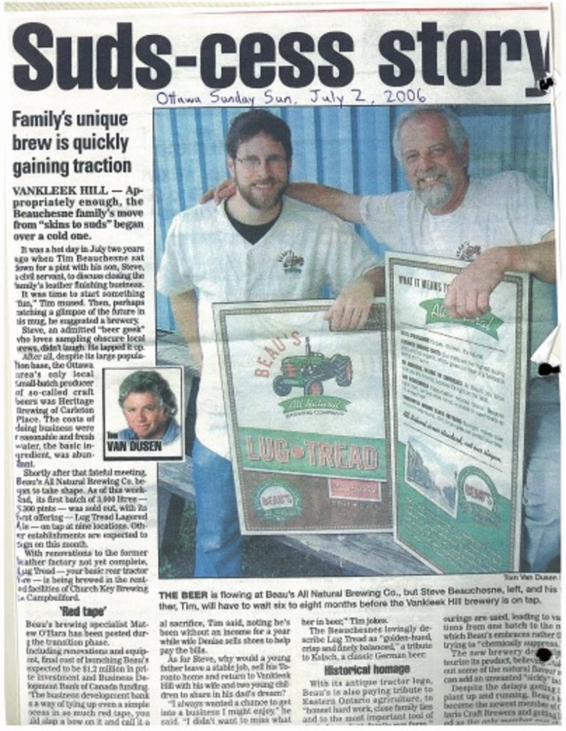 A press clipping with son and father Tim and Steve Beauchesne in the Ottawa Sun.